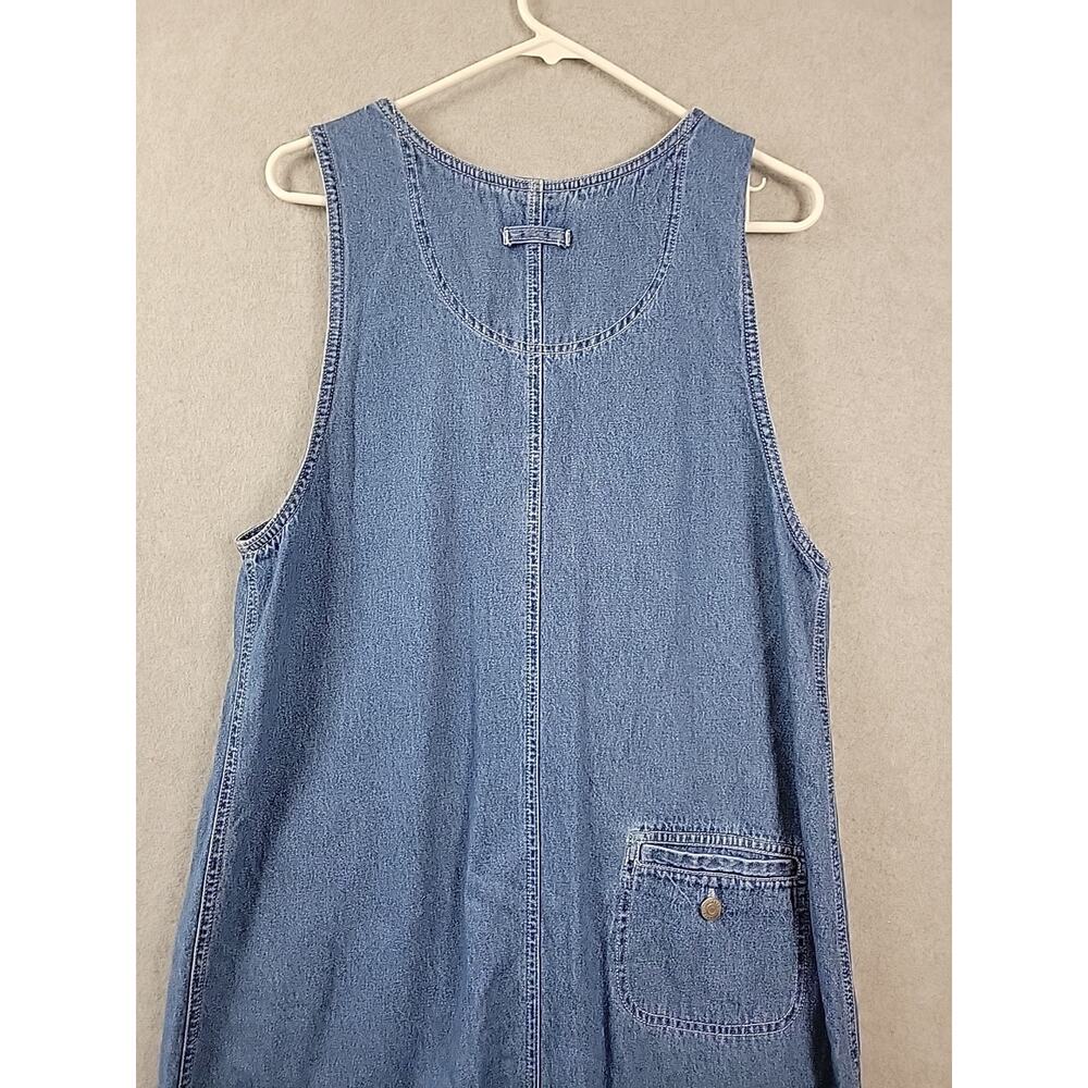 Vtg Tape Measure 100% Cotton Blue Embroidered Button Up Jumper Dress Women's Med - Picture 8 of 12